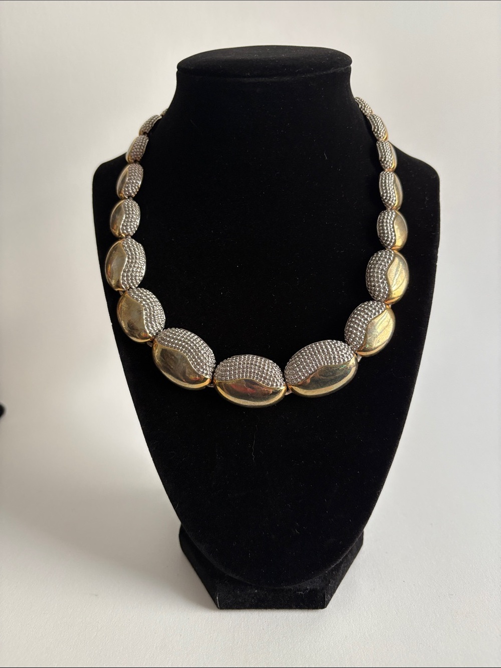 Gold Silver Two Tone Oval Link Necklace Statement Women Jewelry